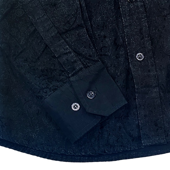 Black Vintage Flecked Button-Front Shirt from Japan - Picture 4 of 5